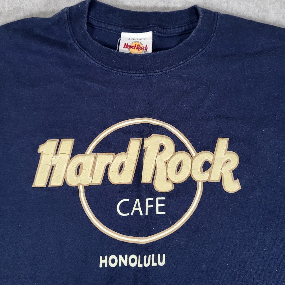 Vtg Hard Rock Cafe Honolulu‎ Short Sleeve Tshirt Mens Small Blue Raised Logo